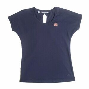 Cutter & Buck Auburn Tigers Navy Blue Short Sleeve Open Keyhole Back Top sz S